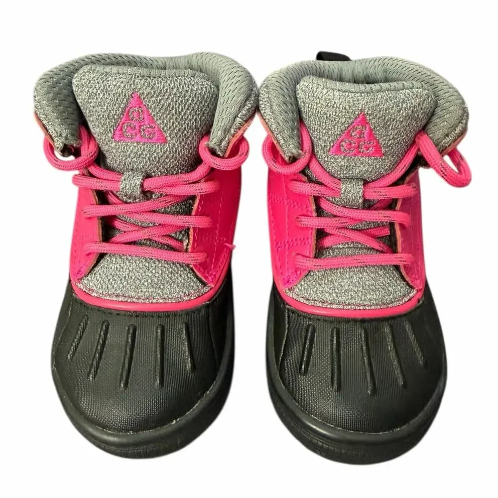 Nike Woodside 2 High ACG Infant Girls Bootie Shoe 6 Baby Pink Black Gray